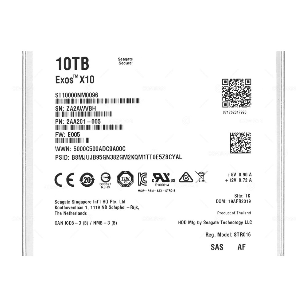 ST10000NM0096 SEAGATE EXOS X10 HDD 10TB 7.2K SAS 12G 3.5" LFF